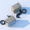 Essential Gray Square Boxes Household Products with Black Hoses and Ring Accessories for Home Use