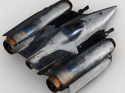 Sci Fi Spaceship With Sleek Metallic Silver Design Multiple Engines And Transparent Cockpit 3d model