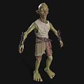 Game Movie Character Green Skin Slim Body White Sleeveless Top Brown Shorts Metal Wristbands
