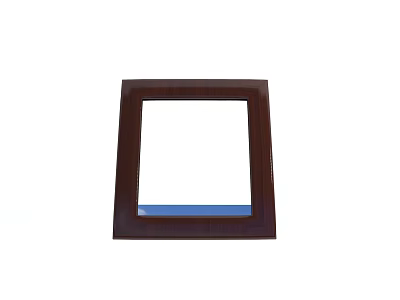 Square Decorative Mirror With Dark Brown Wooden Frame And Blue Accent 3d model