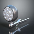 Round LED Light Fixture With Multiple Bulbs Metal Housing And Adjustable Bracket Design 3d model