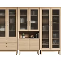 Modern Wooden Bookcase With Glass Doors Display Shelves And Storage For Books Decor Items
