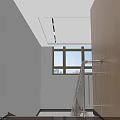 Modern Elevator Hallway With Wooden Doors White Walls Ceiling Lights Windows And Light Colored Floor