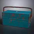 Vintage Blue Toolbox With Metal Handle And Distressed Finish For Daily Use