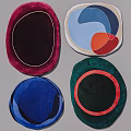 Colorful Shaped Rugs with Geometric Patterns and Round Oval Modern Designs 3d model