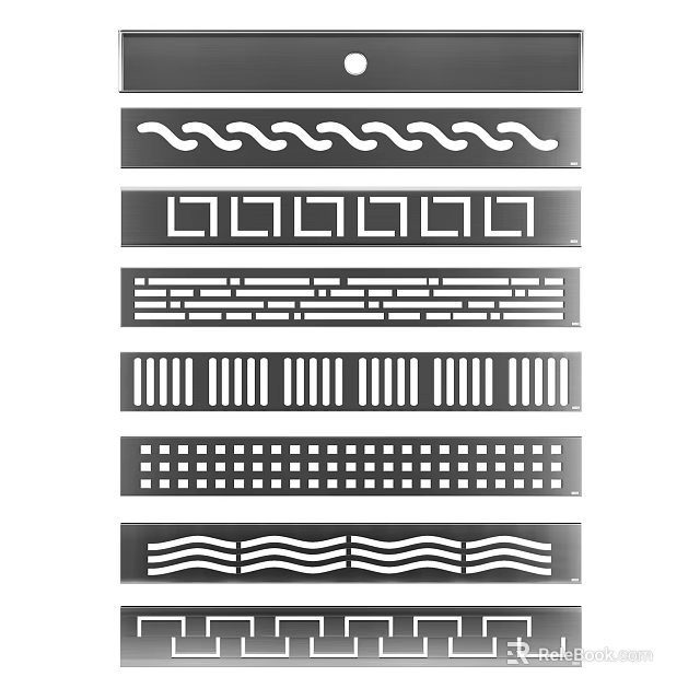 Functional Bathroom Accessories Featuring Various Patterned Strip Designs for Home Decor 3d model 