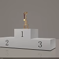 Interactive Zone Featuring White Podium With Gold Trophy And Numbers 1 2 3