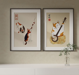 Japanese Animal Painting Decorative Hanging Painting 3d model