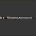 Futuristic Weapon Featuring Transparent Tube Metal Casing Red Accents And Cable Design
