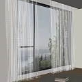 Elegant White Sheer Curtains Flowing in Sunlight by Window with Tree View