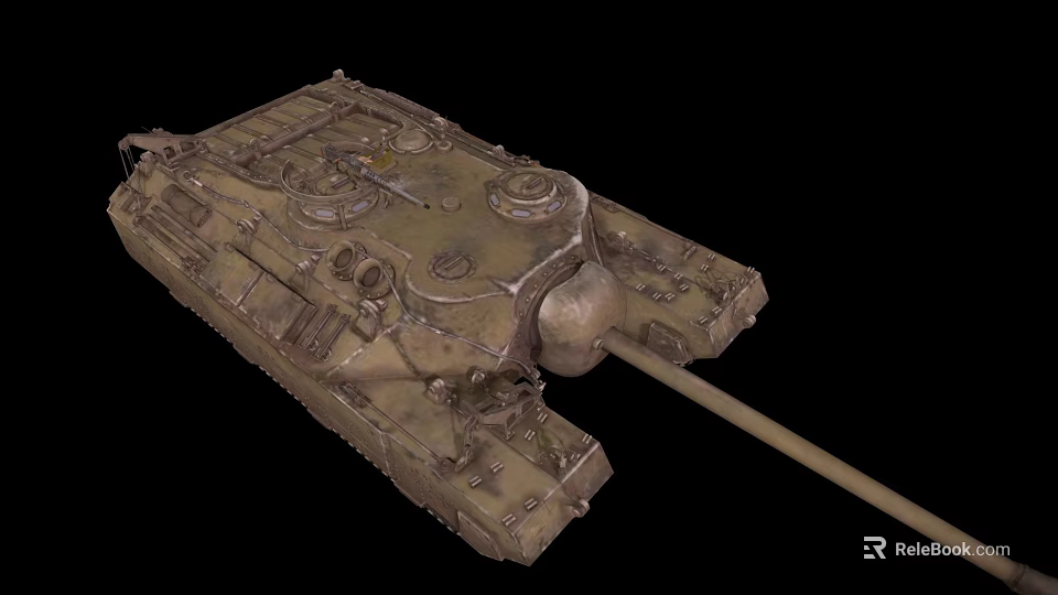 Old Military Tank With Weathered Rusty Surface Long Barrel And Detailed Structure 3d model 