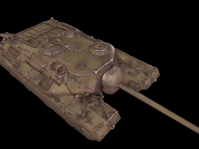 Old Military Tank With Weathered Rusty Surface Long Barrel And Detailed Structure 3d model