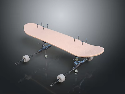 Pink Skateboard With White Wheels And Metal Trucks For Daily Use 3d model