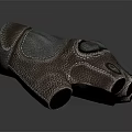 Brown Leather Work Glove With Gray Lining Vent Holes And Separate Fingers Design