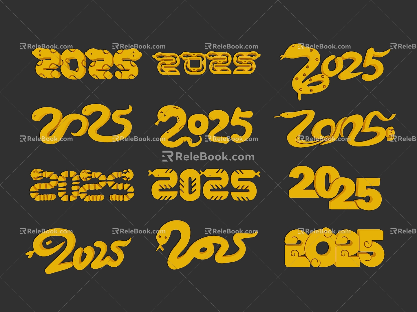 2025 Year of the Snake 2025 WordArt 2025 Font New Year Material Congratulations New Year of the Snake Element Year of the Snake Font Year of the Snake Material model