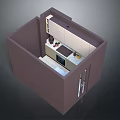 Modern Kitchen Interior Design With Cabinets Stove Refrigerator And Countertop