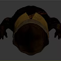 3D Fantasy Animal Character With Big Eyes Wearing Brown Spiked Hat And Armored Body