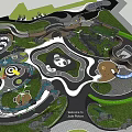 Themed Park Layout With Panda Shaped Area Bear Figures And Green Spaces