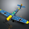 Military Aircraft Weapon With Blue Yellow Camouflage Iron Cross Insignia And Propeller