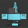 Turquoise Crawler Excavator With Black Cab And Front Bucket On Tracks