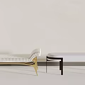 Minimalist Modern Stools Featuring White Striped Design Gold Legs and Black Frame