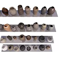 Ceramic Vessels Displayed on Multiple Shelves with Various Shapes and Textures 3d model