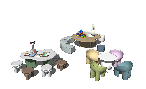 Modern Children's Tables and Chairs Children's Learning and Leisure Tables and Chairs 3d model