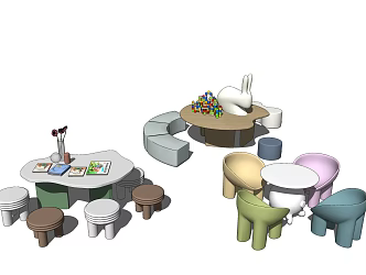 Modern Children's Tables and Chairs Children's Learning and Leisure Tables and Chairs 3d model
