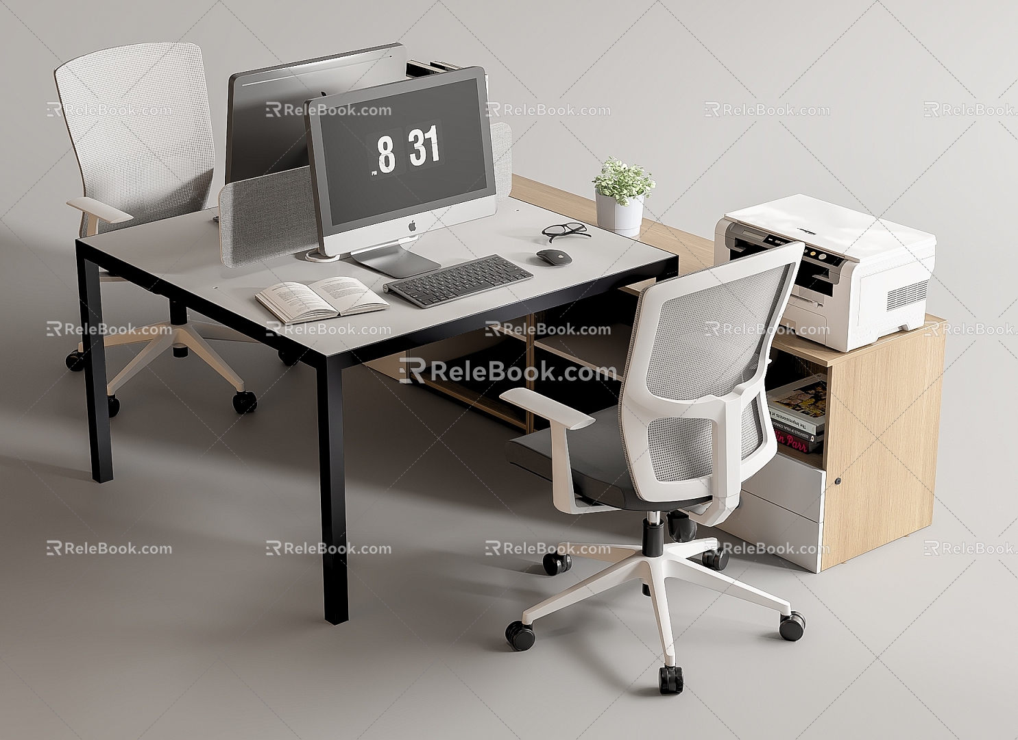 Modern Office Desk and Chair Office Desk and Chair Staff Station Computer Desk and Chair 3d model