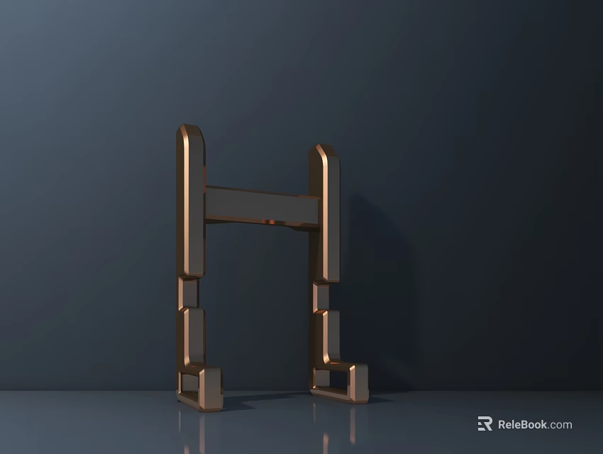 Sleek Copper Metal Storage Shelf With Modern Minimalist Frame Design For Home Decor 3d model 