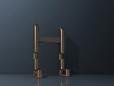 Sleek Copper Metal Storage Shelf With Modern Minimalist Frame Design For Home Decor 3d model
