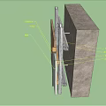 Detailed Section View of Building Component with Structural Layers and Insulation 3d model