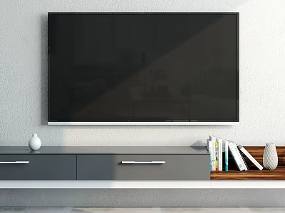 Modern Gray TV Stand With Drawers Shelf For TV Books And Decorative Items 3d model