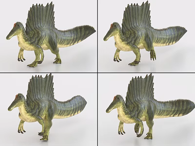 Detailed Spinosaurus Dinosaur Model With Spiked Back Viewed From Different Angles 3d model