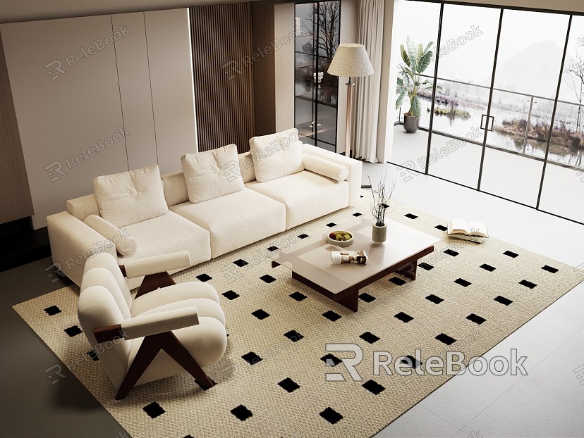 Modern sofa coffee table combination model