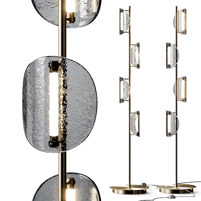 Elegant Modern Floor Lamp With Frosted Glass Shade And Metal Stand Design 3d model 
