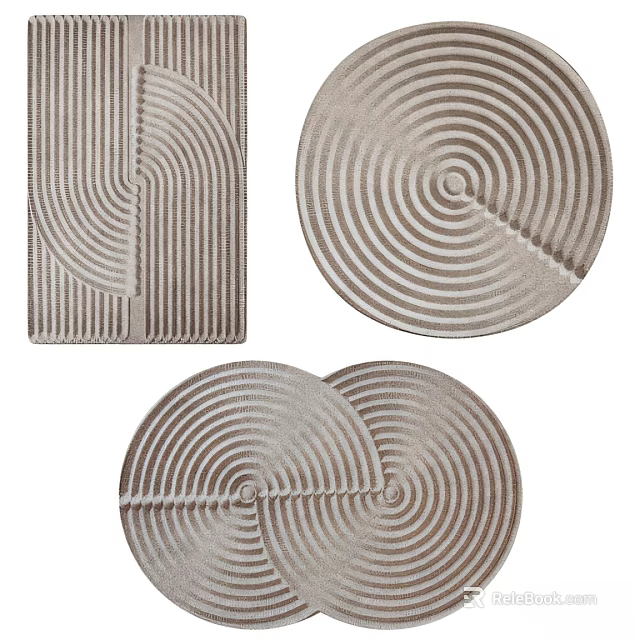 Square Rugs with Spiral Pattern and Modern Design for Home Interior Decor 3d model 