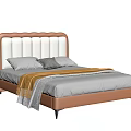 Modern Kids Bed With Brown Tufted Leather Headboard And Gray Mattress