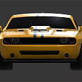 Yellow Muscle Car With Black Stripes And Sleek Exterior Design Features