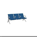 Comfortable Blue Three Seater Public Chair With Sturdy Metal Frame And Armrests