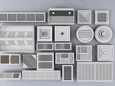 Various Air Conditioner Vents With Different Shapes And Decorative Grille Designs 3d model