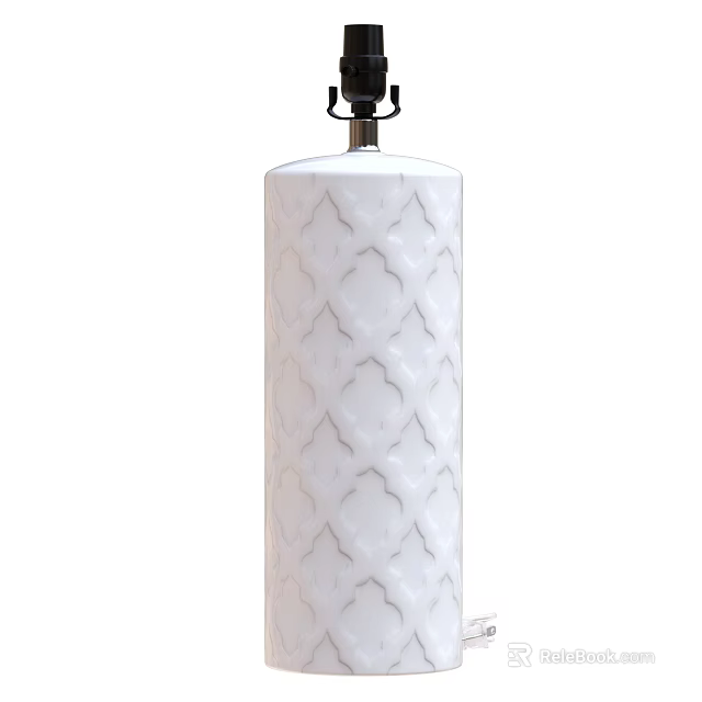 White Ceramic Decorative Lamp Base With Intricate Geometric Pattern Design 3d model 