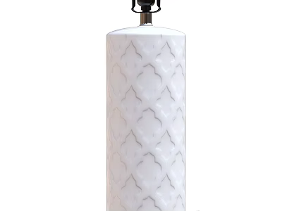 White Ceramic Decorative Lamp Base With Intricate Geometric Pattern Design 3d model