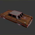 Brown Vintage Car with Silver Roof and Green Rear Light 3D Rendered Model
