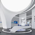 Enterprise Future Tech Display With Curved Digital Screen And Interactive Data Visualization 3d model