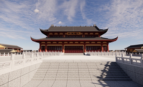 Ancient buildings of Chinese temples and temples 3d model