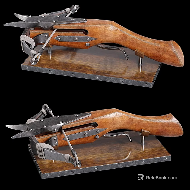 Vintage Decorative Ornament Set With Wooden Handles And Metal Components On Wooden Base 3d model 