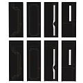 Modern Black Swing Doors With Elegant Golden Line Patterns And Sleek Design 3d model