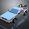 DeLorean DMC12 Car With Blue Exterior Gullwing Doors And Roof Mounted Device