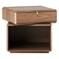 Modern Wooden Bedside Table With Drawer Metal Handle And Open Shelf